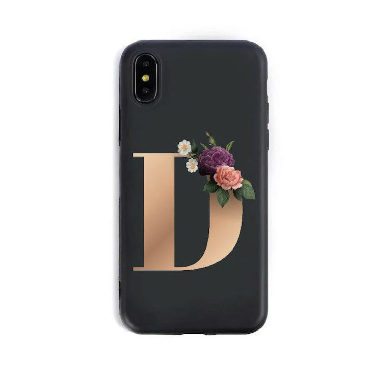 Alphabet silicone phone case showing individual letter design with TPU construction for iPhone protection