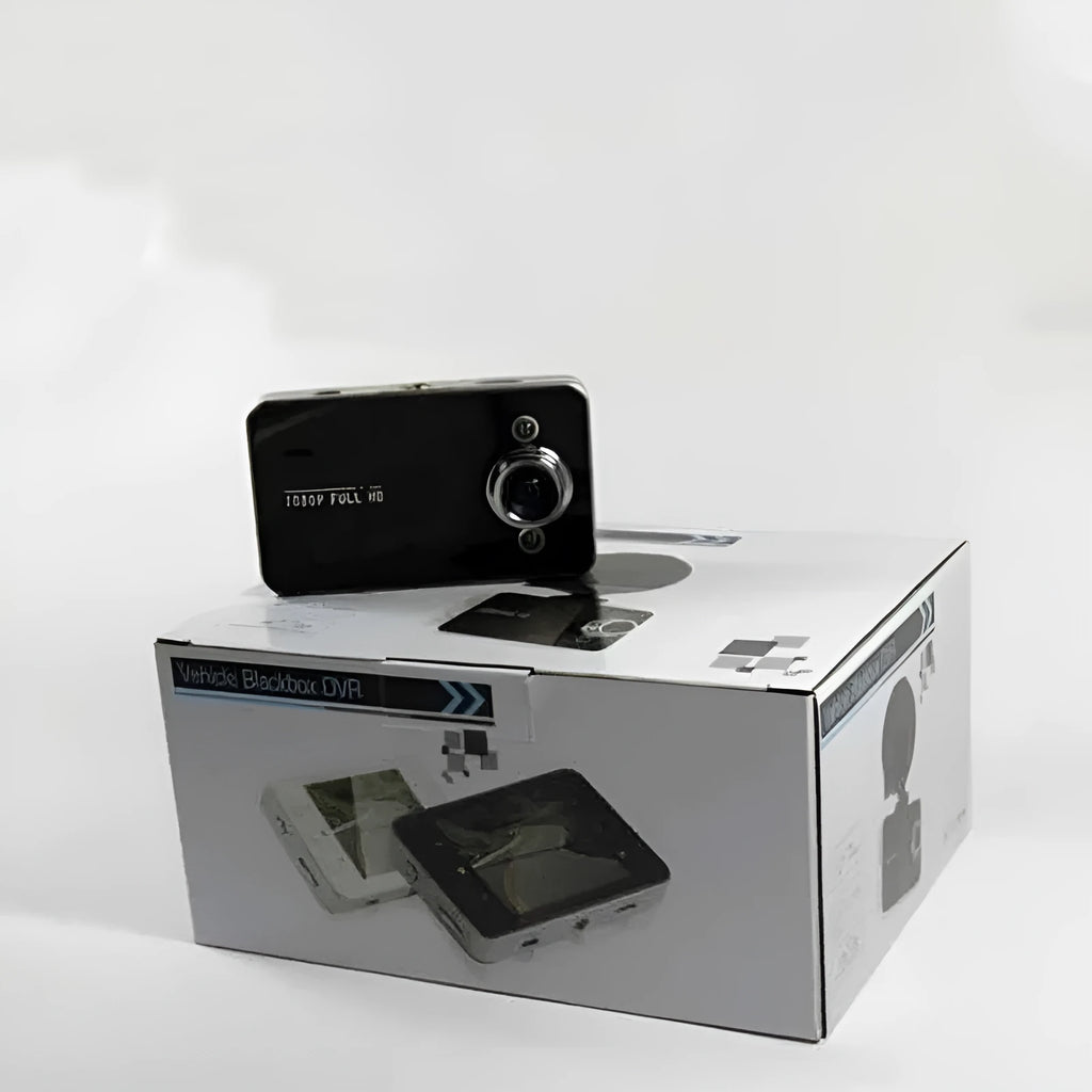 K6000 black car driving recorder with wide-angle lens and bracket for windshield mount