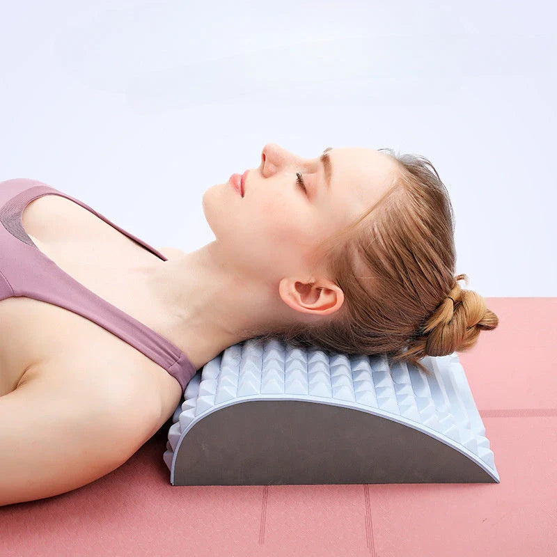 Premium back stretcher pillow for neck and lumbar support, relieving pain and improving posture.