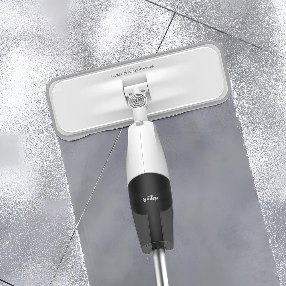Xiaomi Deerma water spray floor mop with 360-degree rotation, 350ml reservoir, and 30cm microfibre head for efficient cleaning