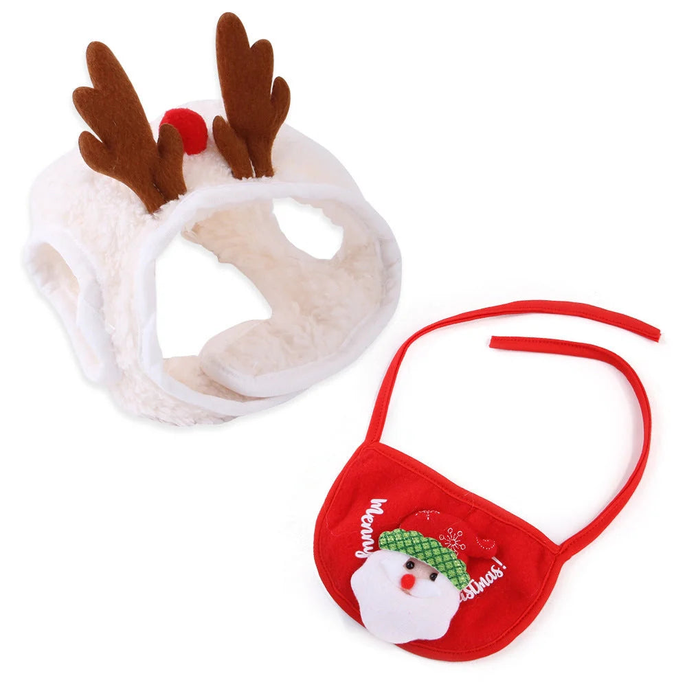 Christmas pet costume with velvet fabric and festive antlers