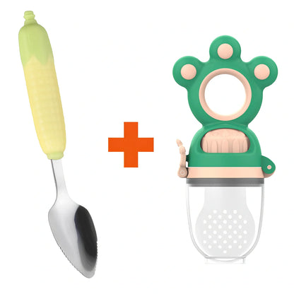 Baby fruit pacifier feeder with silicone mesh for safe feeding, BPA-free and sterilizable