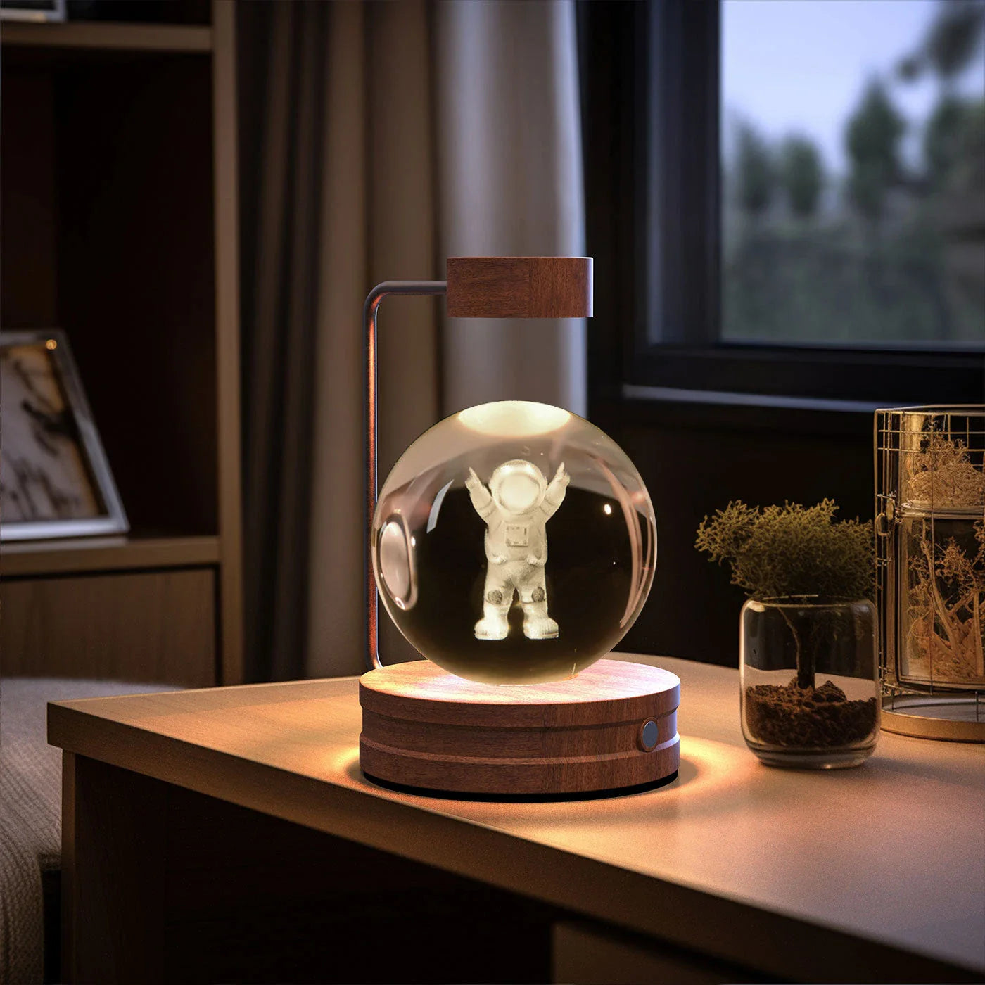 Dazzling crystal ball nightlight with captivating cosmic designs, creating a warm, soothing ambiance in your home