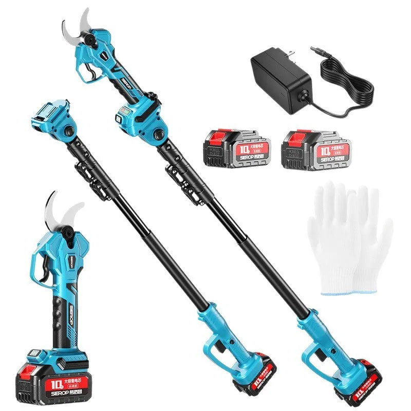 Electric pruning knife brushless saw with 2.5m high branch rod, SK5 blade, and two batteries
