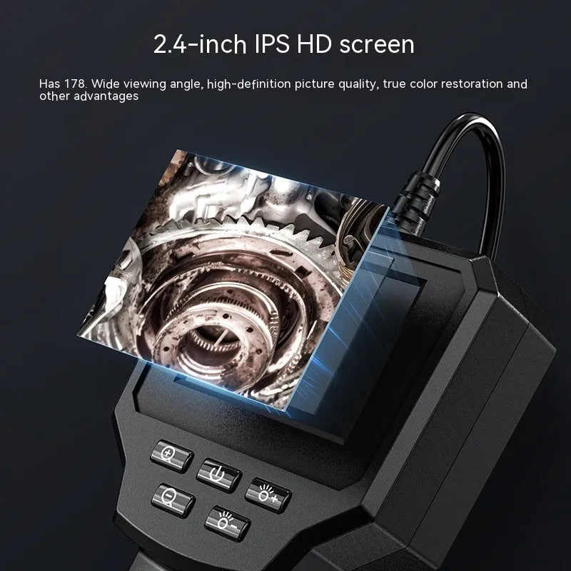 Automotive endoscope with 8mm waterproof probe and hard wire cable for car inspection