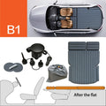 Inflatable bed for hatchback car with flocking fabric surface and automatic pump accessory