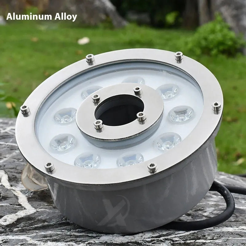 Aluminium alloy underwater garden lamp with RGB, warm white, and pure white lighting options