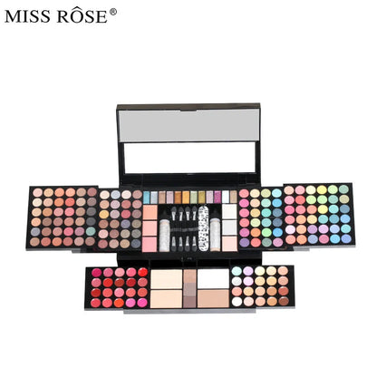 120 colour matte eyeshadow palette showing pink, purple, brown, and blue shades in organised case