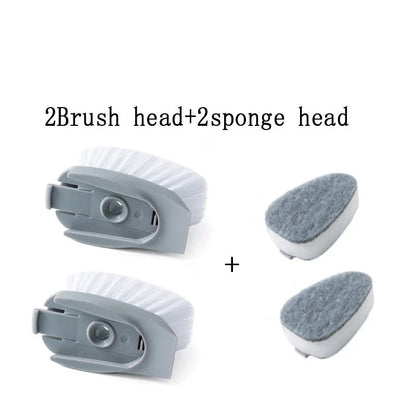 2-in-1 kitchen cleaning brush with removable head and long handle for efficient cleaning