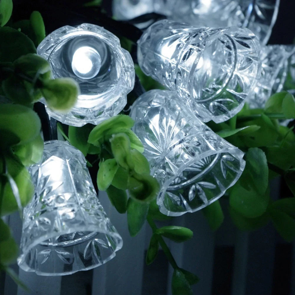 4 meters 20 light bells solar light string with warm white glow for outdoor decoration