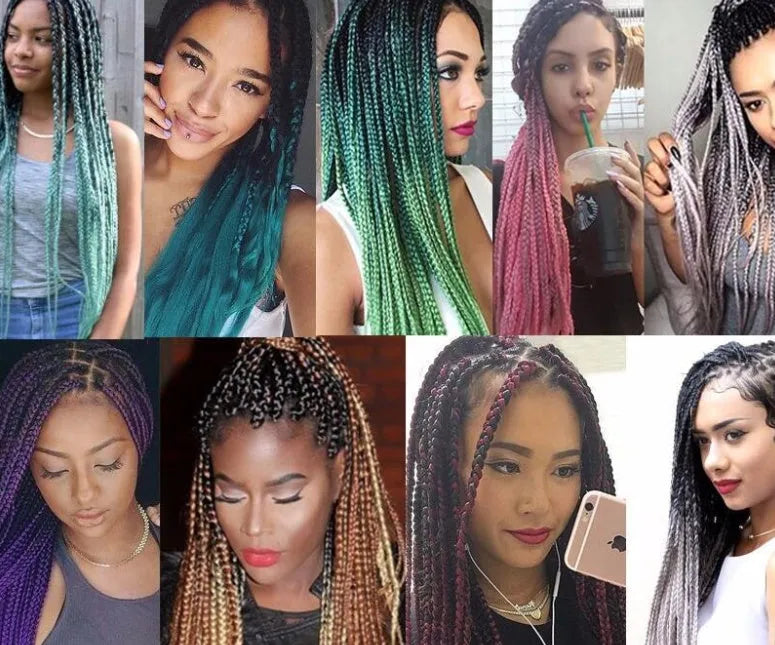 24-inch ombre synthetic braiding hair extensions in pre-stretched Yaki texture, 100g pack for long braids