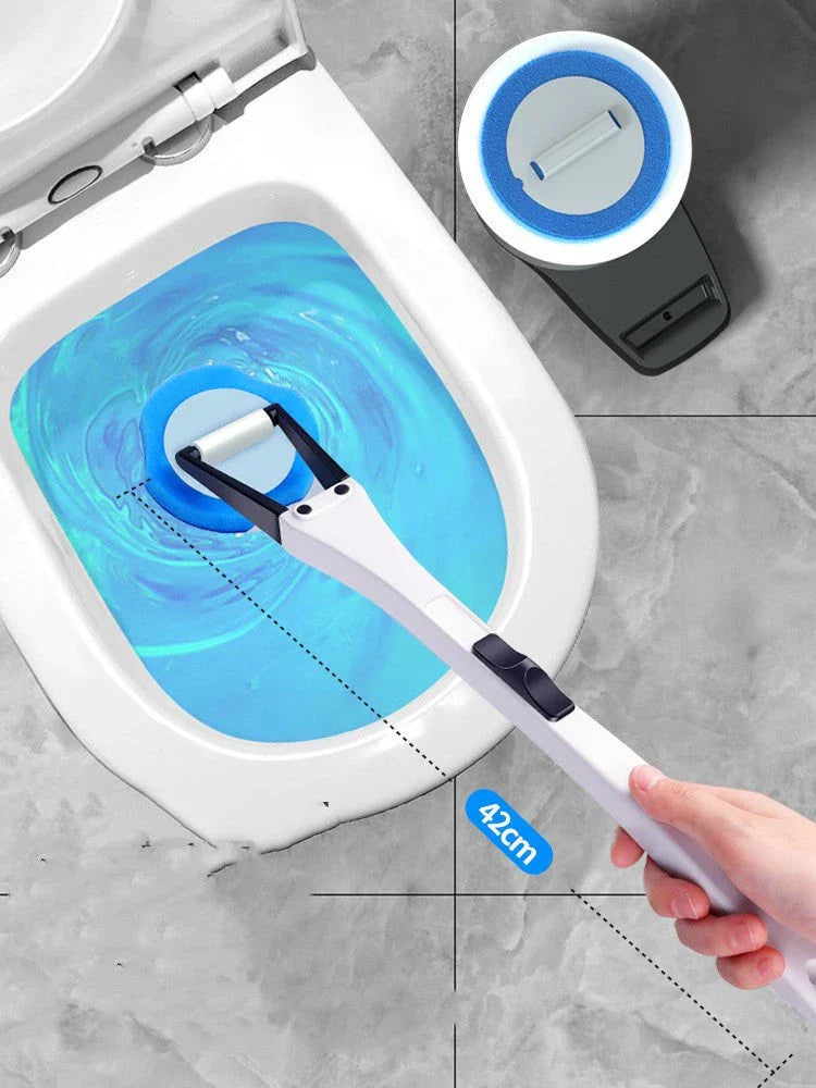 Seamless Toilet Scrubber with Flexible Sponge-like Head and Ergonomic Wand for Hands-free Cleaning