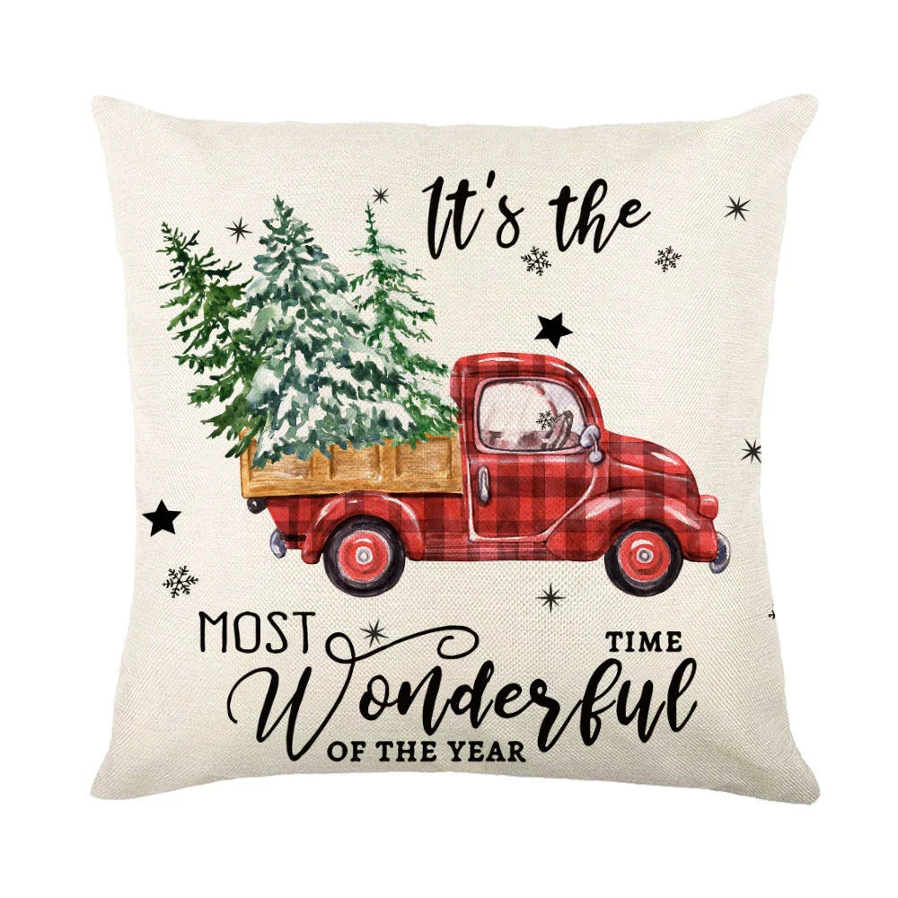 Cozy Christmas pillow covers with whimsical snowflake designs in various colors to decorate your home for the holidays.