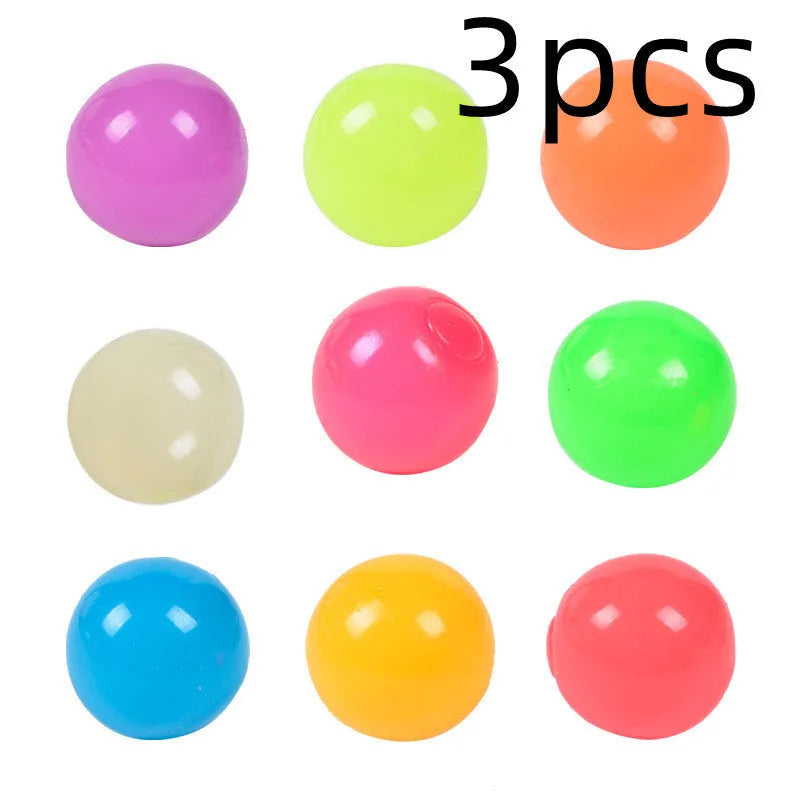 4.5cm luminous ceiling ball in neon green, sticky TPR material for indoor wall play