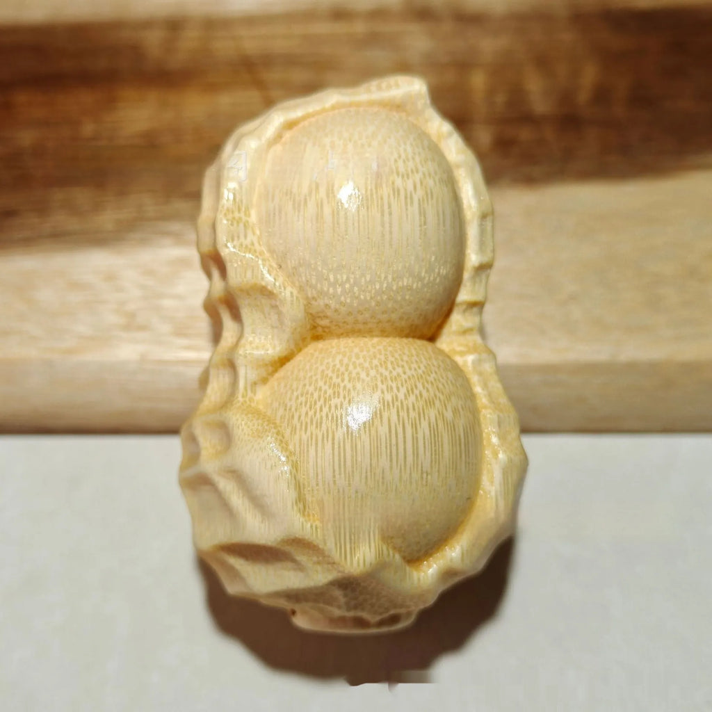 Solid bamboo carving peanut ornament in modern simple style for gift giving