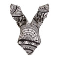 Women's vintage print deep V ruffled one-piece swimsuit with matching wrap skirt.