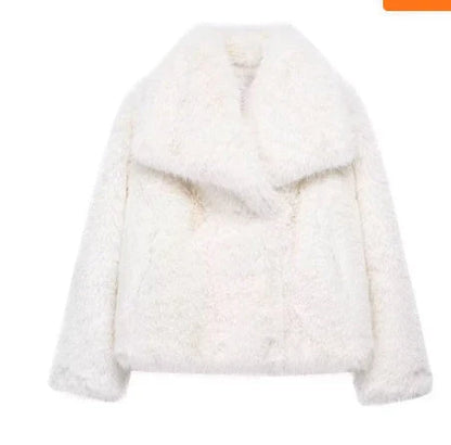 Cozy plush winter coat for women, available in a range of stylish colors