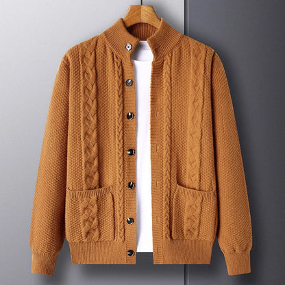 Men's jacquard loose-fitting cardigan with pockets in various colours
