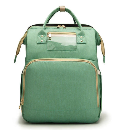 USB charging mommy bed backpack with foldable design and large capacity