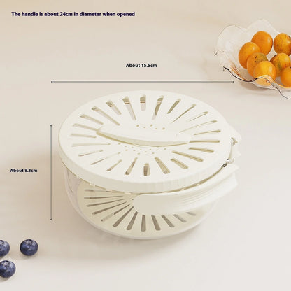 Foldable handle fruit drain basket with lid for efficient vegetable washing