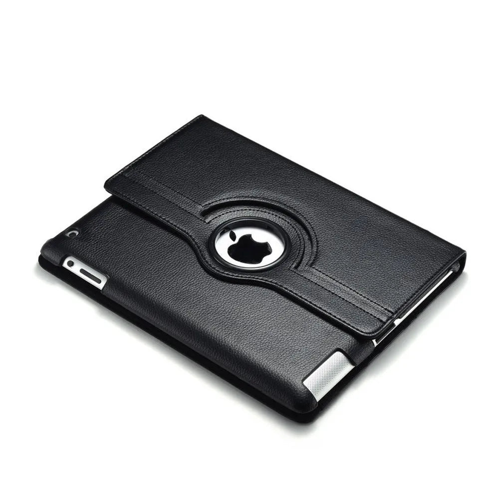 PU leather iPad case in multiple colours showing the rotary stand in an open position.