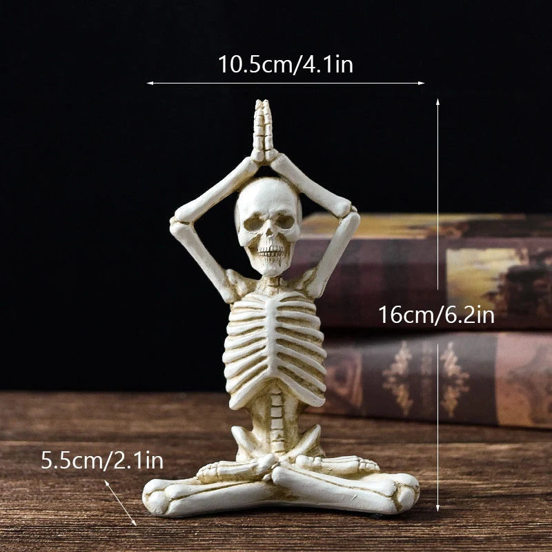 Halloween horror desktop decoration resin ornaments featuring detailed yoga skull skeletons