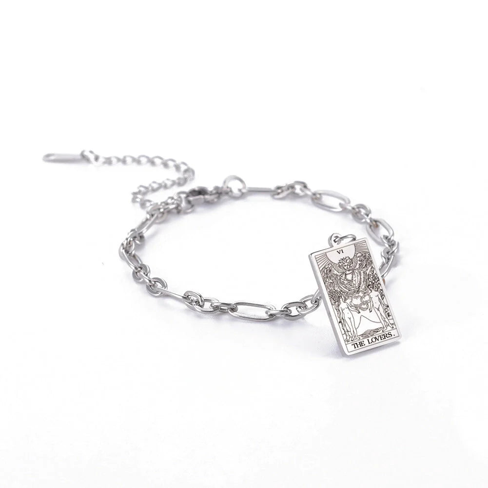 12 Tarot Card Series Stainless Steel Bracelet with 18K Gold Plating