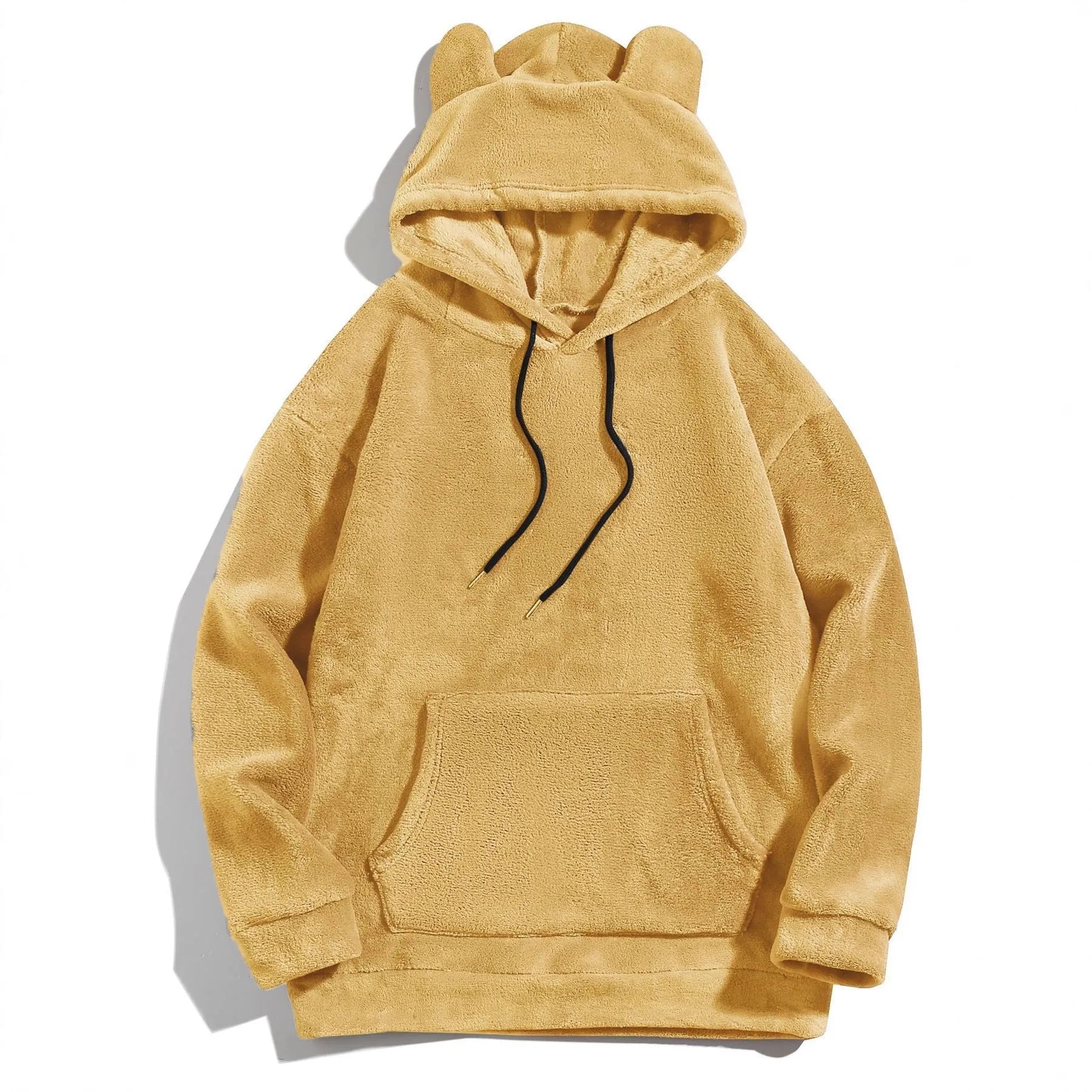 Men's casual coral fleece jacket pullover in beige with raglan sleeves and loose fit
