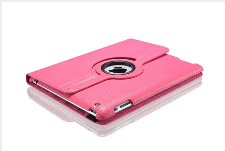 PU leather iPad case in multiple colours showing the rotary stand in an open position.