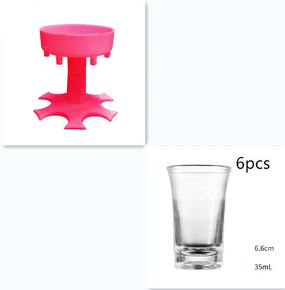 Premium 6-cup wine dispenser and funnel set with modern, sleek design and durable polypropylene construction