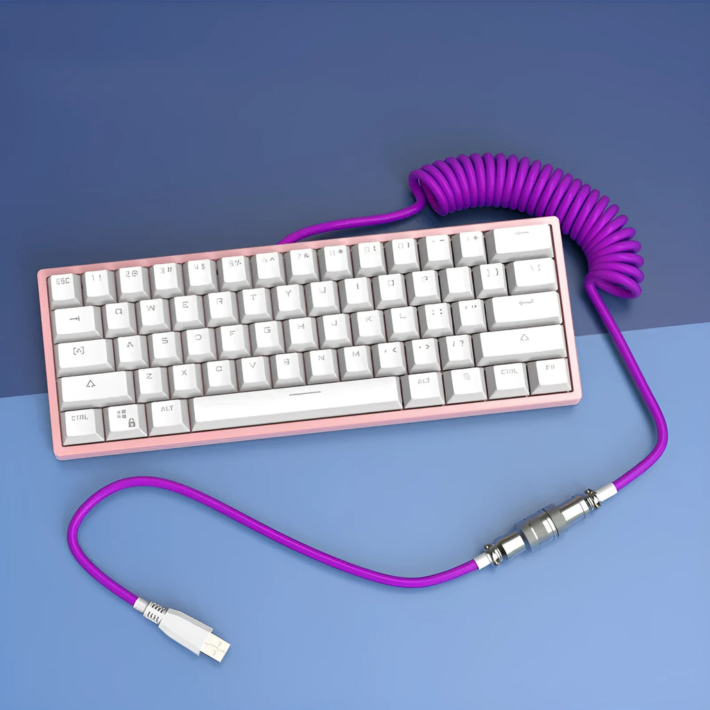Type-C detachable mechanical keyboard cable with USB connector in five colour options