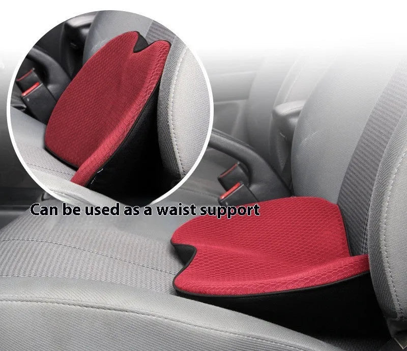 Flat black memory foam car height adjustment cushion on vehicle seat