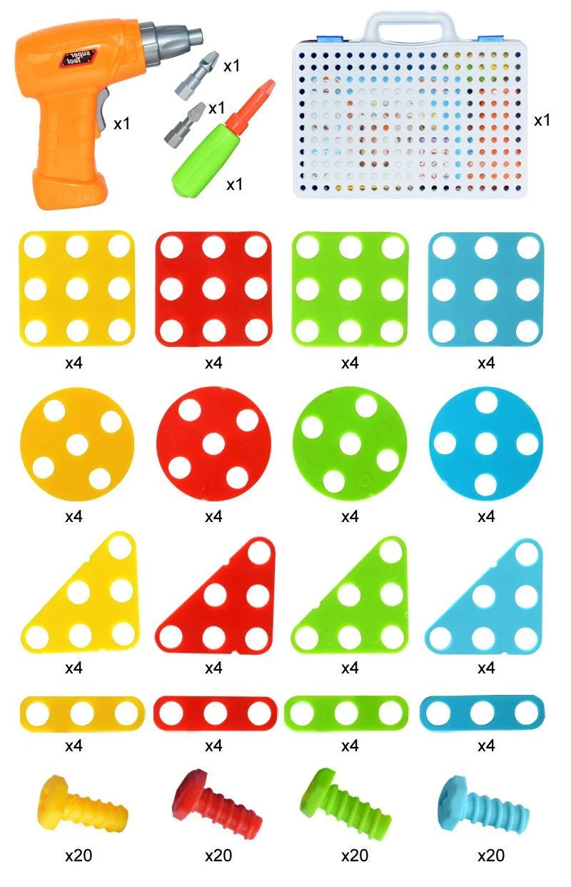 Creative Building Kits Educational Blocks Sets with safe plastic power drill for children