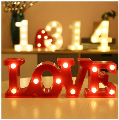 Luminous LED letter and number night light for weddings and parties