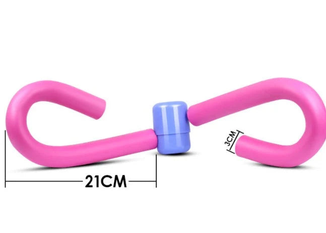 Compact leg training clip in purple, pink, blue, and grey for gym and home workouts