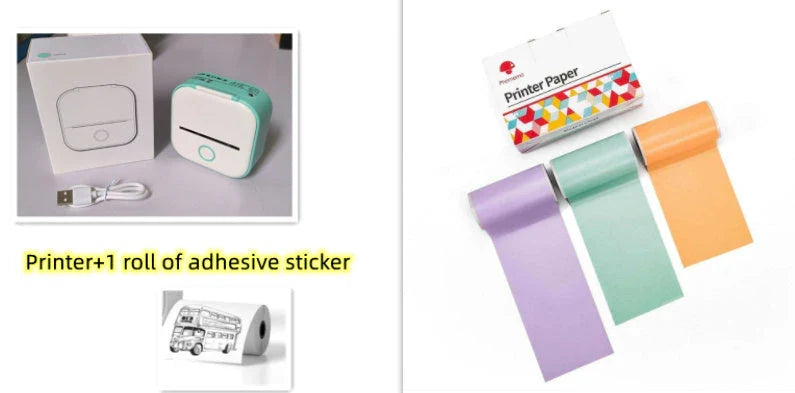 Portable Mini Thermal Label Printer with Bluetooth connectivity in various colours