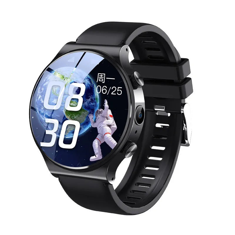 Smart watch with 1.28-inch screen in black or white showing time display