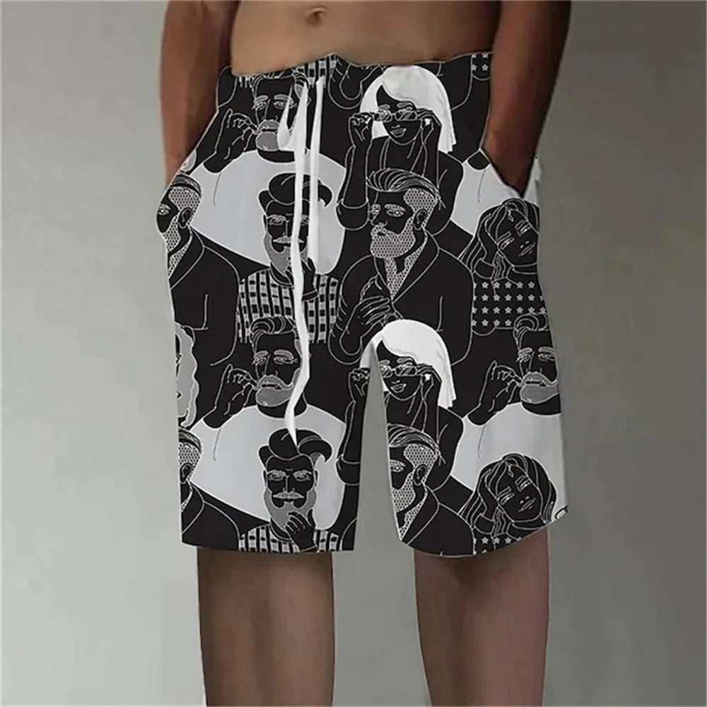 Men's 3D printed beach pants swimming trunks in polyester with digital pattern, size S-6XL