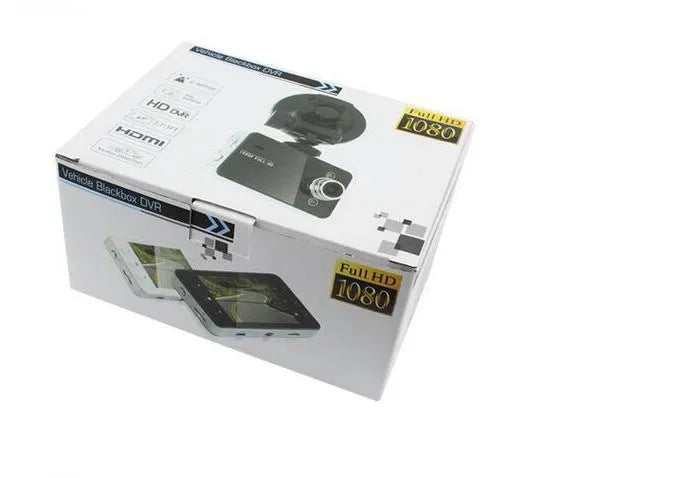 K6000 black car driving recorder with wide-angle lens and bracket for windshield mount