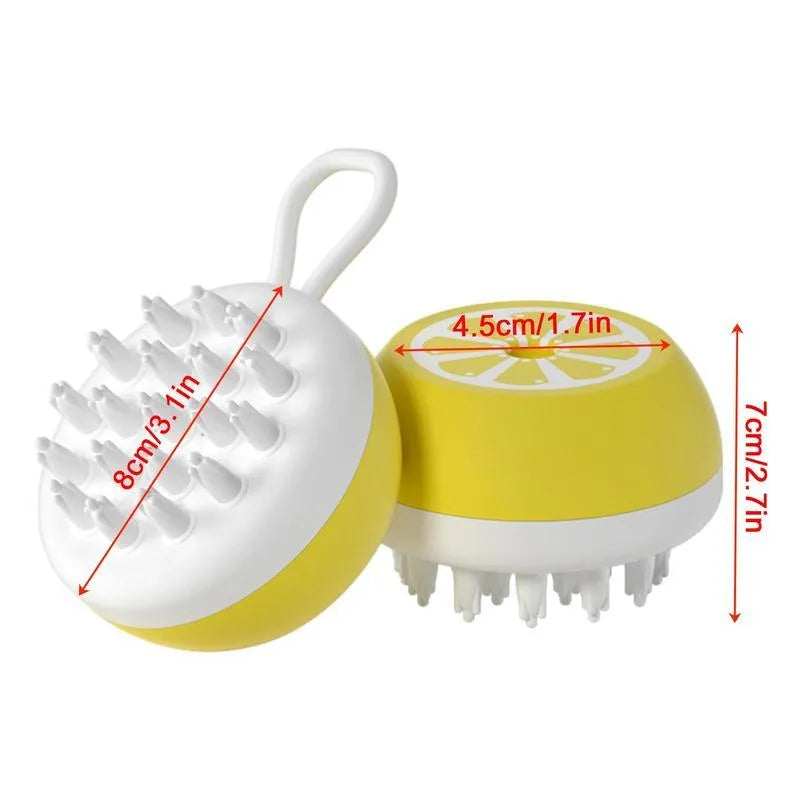 Handheld silicone dog shampoo brush with massage points in blue colour