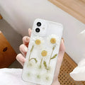 White epoxy daisy floral design TPU protective case for various iPhone models