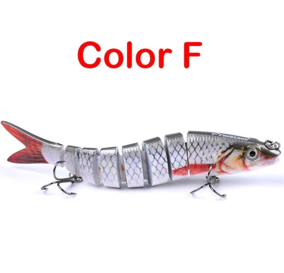 Multi-jointed pike fishing lure with steel ball weight system for enhanced throwing distance