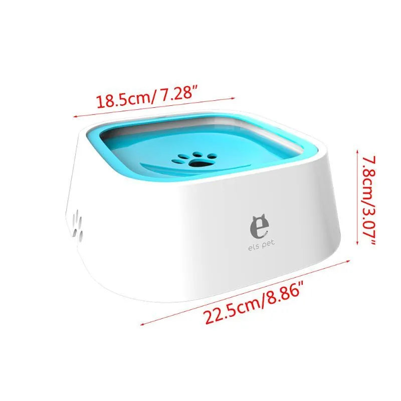 Portable dog bowl with splash-proof floating design in blue, 1.5 litre capacity