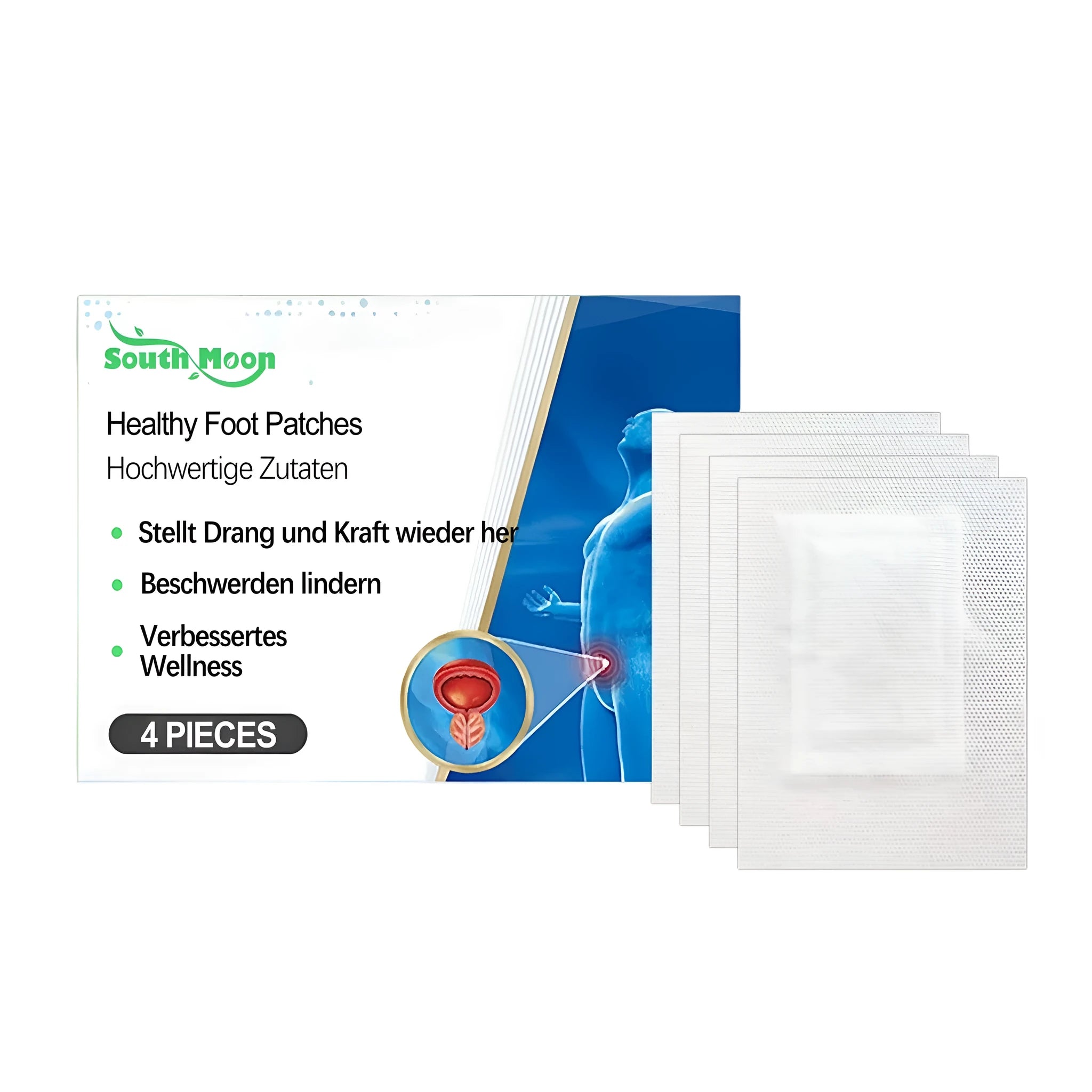Four-pack of nursing foot patches with ginger, mugwort root, and lavender oil ingredients.