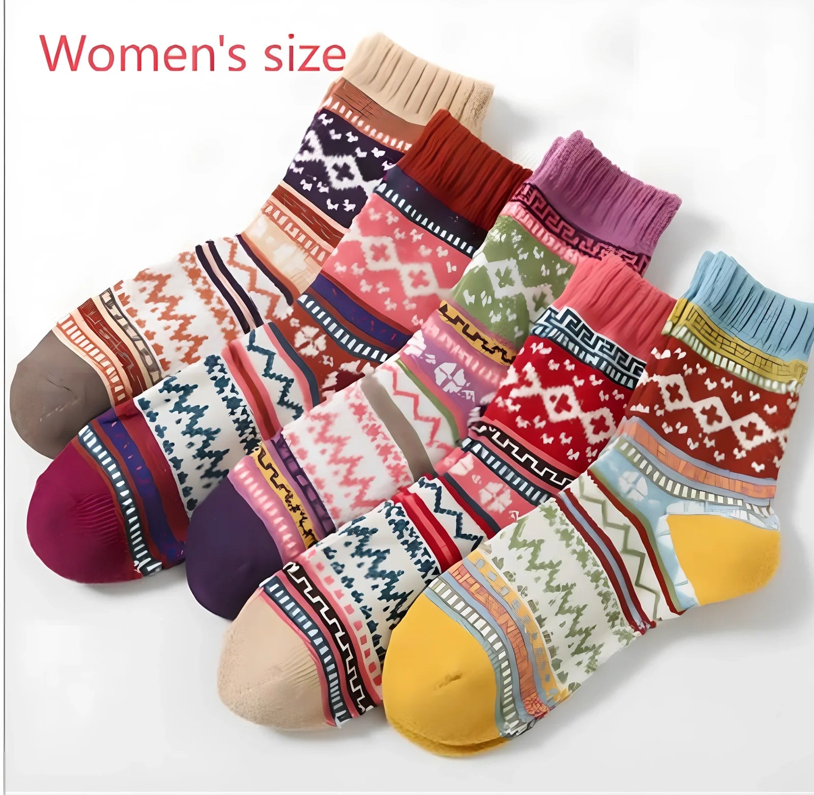 Pack of 5 thick stripe wool blend socks in various colours, featuring 15% rabbit hair for winter warmth, fitting sizes 39-42