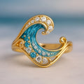 Gold colour zinc alloy ring with spray design and micro inlay treatment