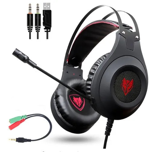 Black NUBWO N2 over-ear gaming headset with detachable microphone and on-cup volume control.