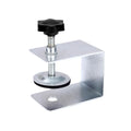 Drawer panel fixing clip hardware for furniture assembly in stainless steel or galvanised sheet