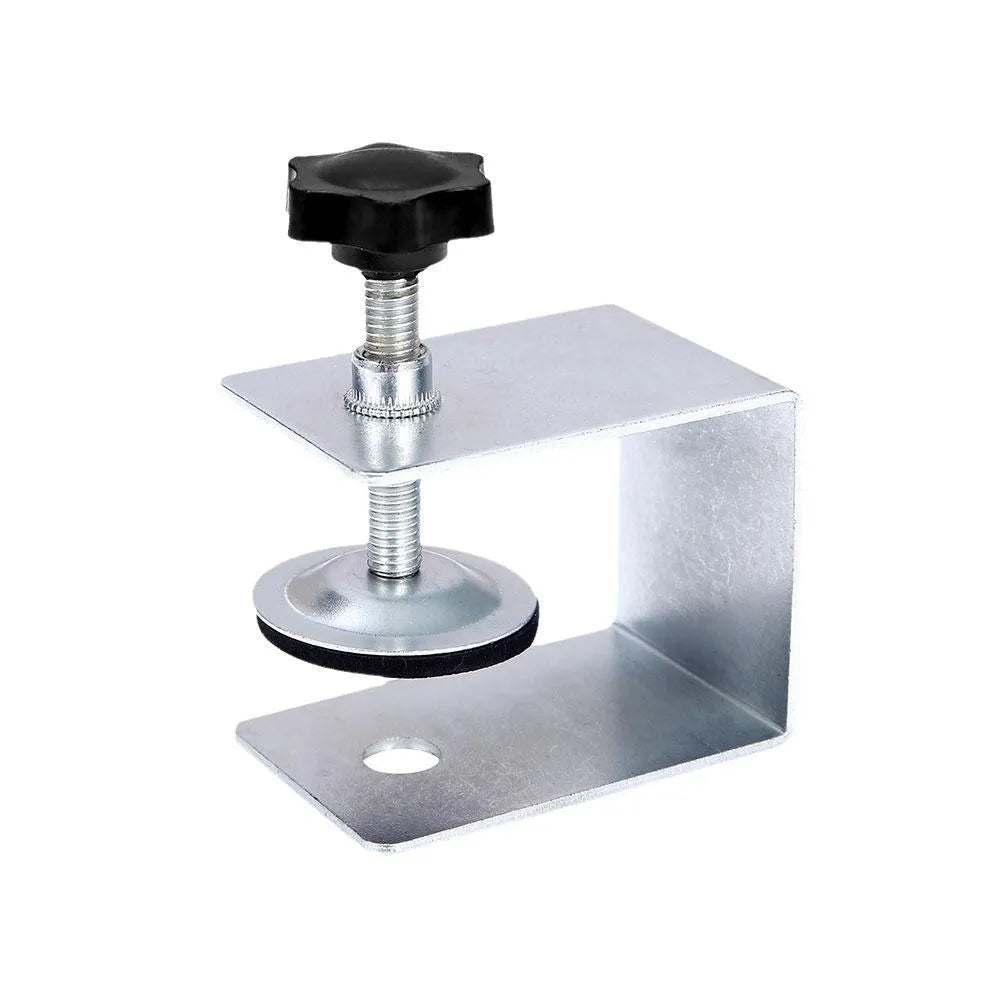 Drawer panel fixing clip hardware for furniture assembly in stainless steel or galvanised sheet
