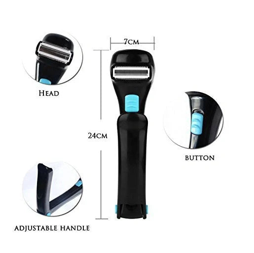Collapsible back electric shaver with extended 45cm handle in electric black finish